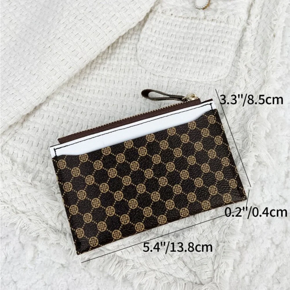 ⚠️Clearance Coffee Brown Printed Design Slim Cardholder / Wallet - Picture 3 of 4